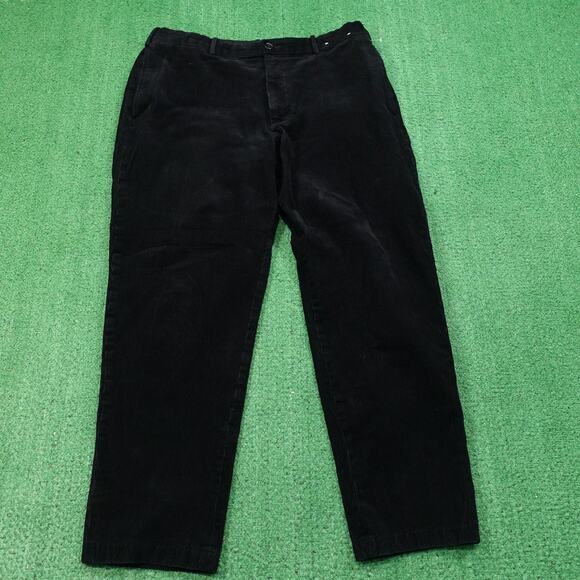 Uniqlo Pants Mens Black Corduroy Stretch Drawstring Trousers L Waist - Picture 1 of 8